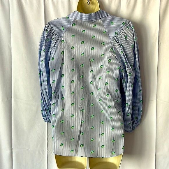 Zara Cute Button Down Puffy Sleeve Striped Lavender Shirt Top **Size M** 🥰 - Picture 2 of 4